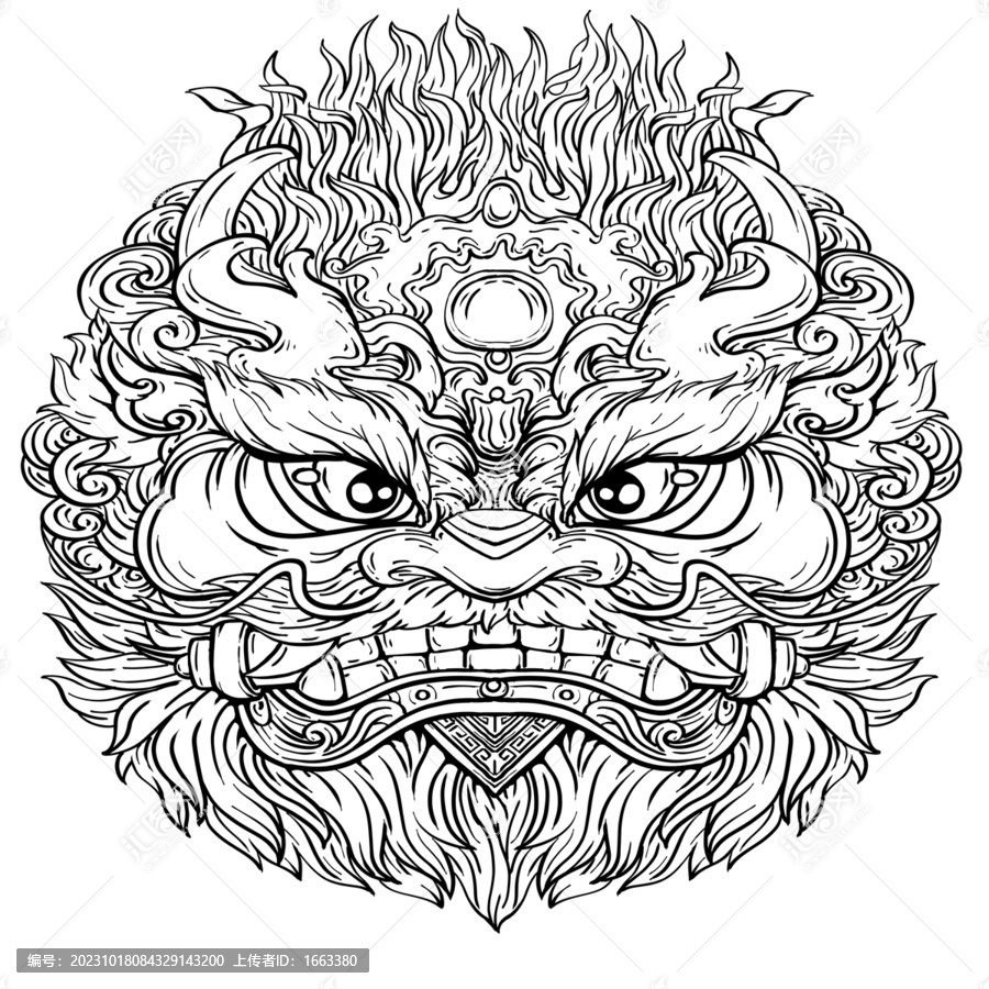 國(guó)潮手繪龍頭
