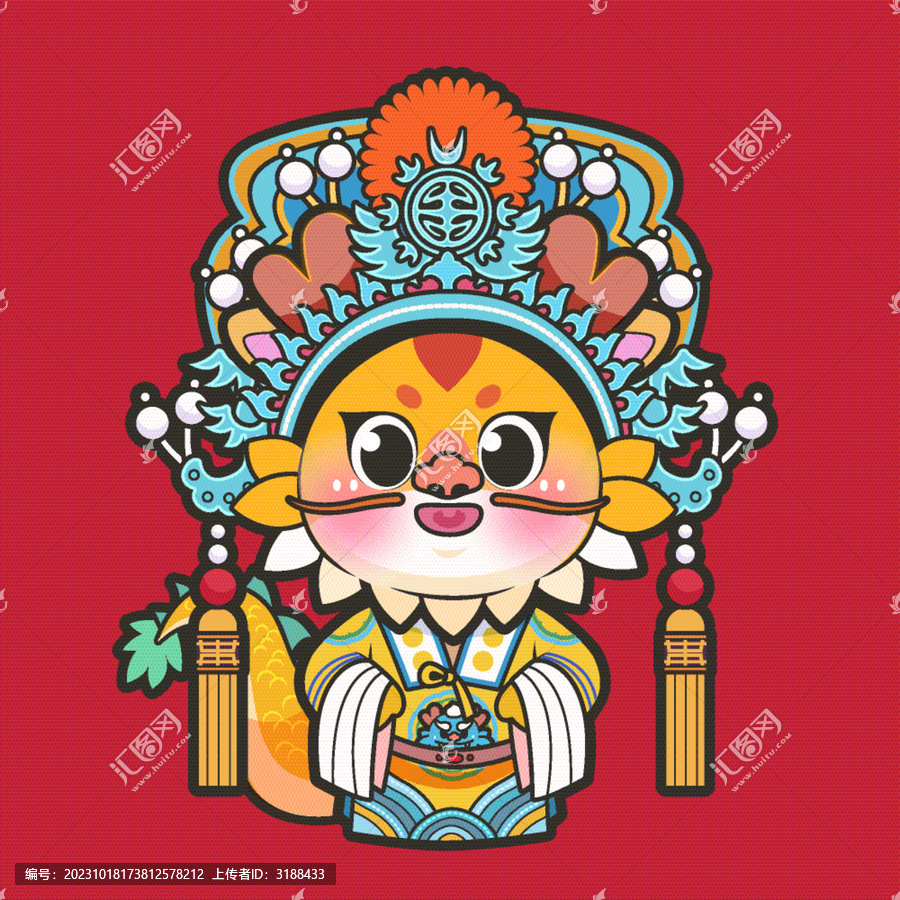 國(guó)潮京劇12生肖龍矢量插畫