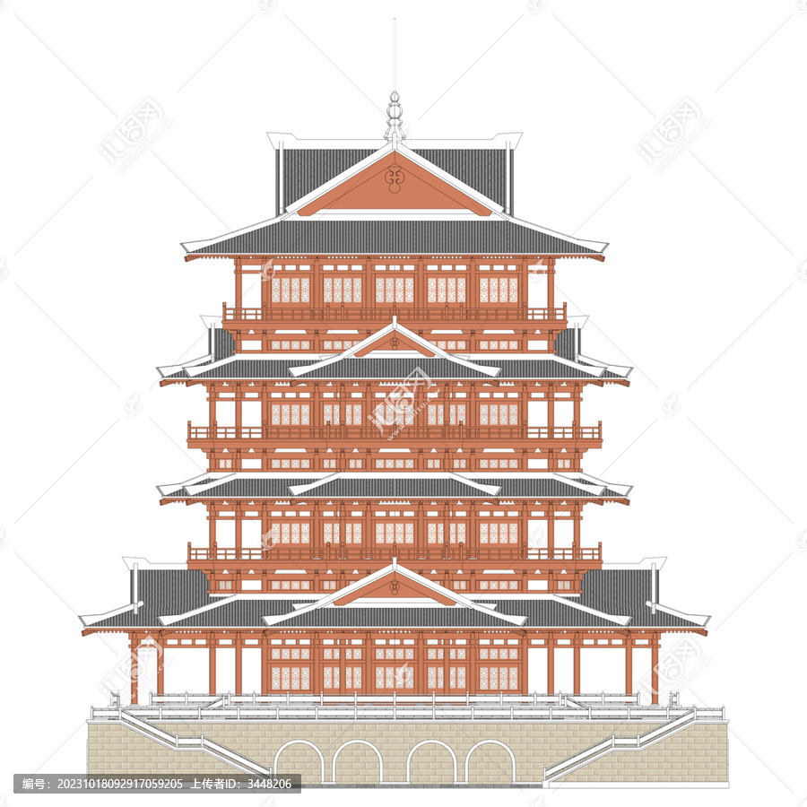 秦漢閣樓正立面效果