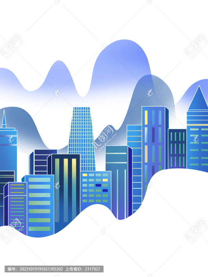 國潮城市高樓插畫