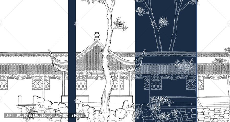新中式建筑背景墻