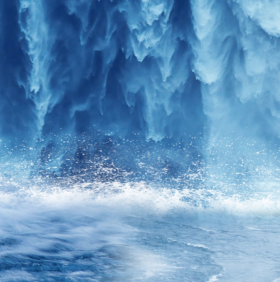 瀑布流水生財(cái)背景墻