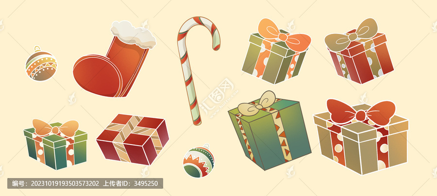 圣诞节礼物盒和圣诞装饰物品
