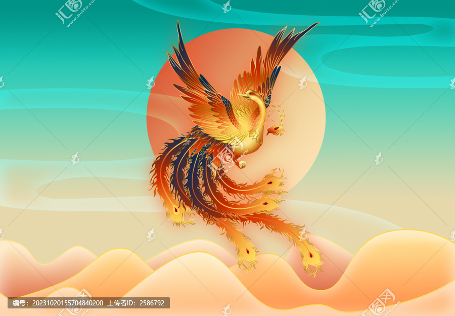 敦煌鳳凰插畫