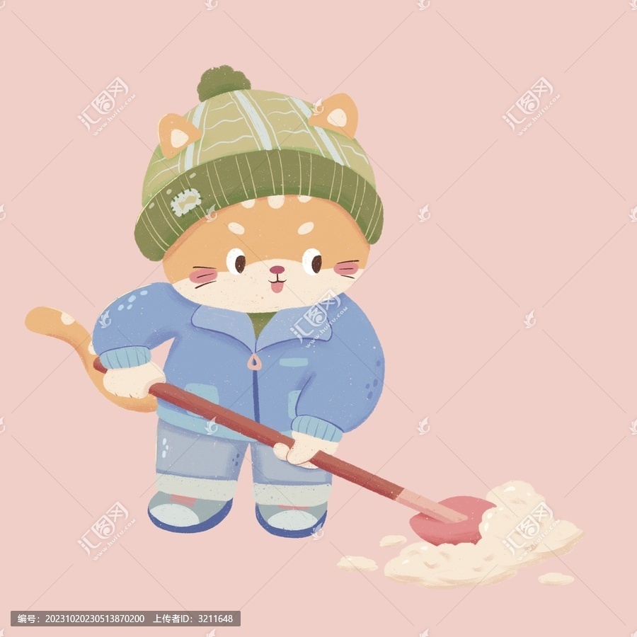 貓鏟雪扁平肌理風(fēng)