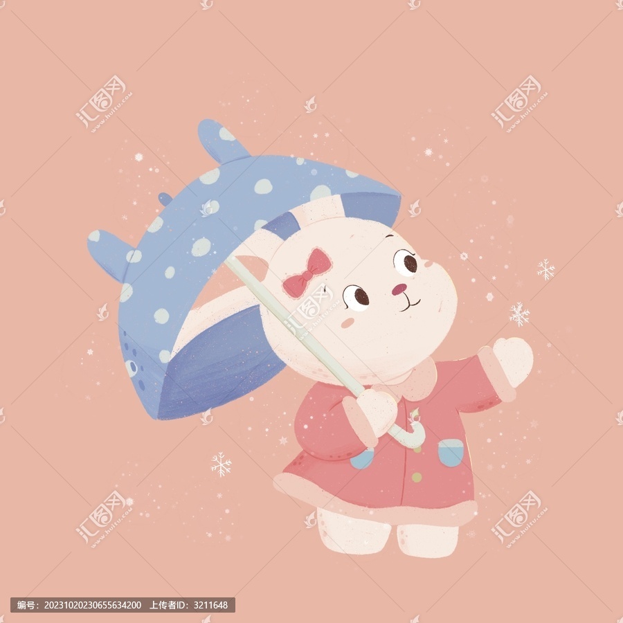 兔子看雪扁平肌理風(fēng)