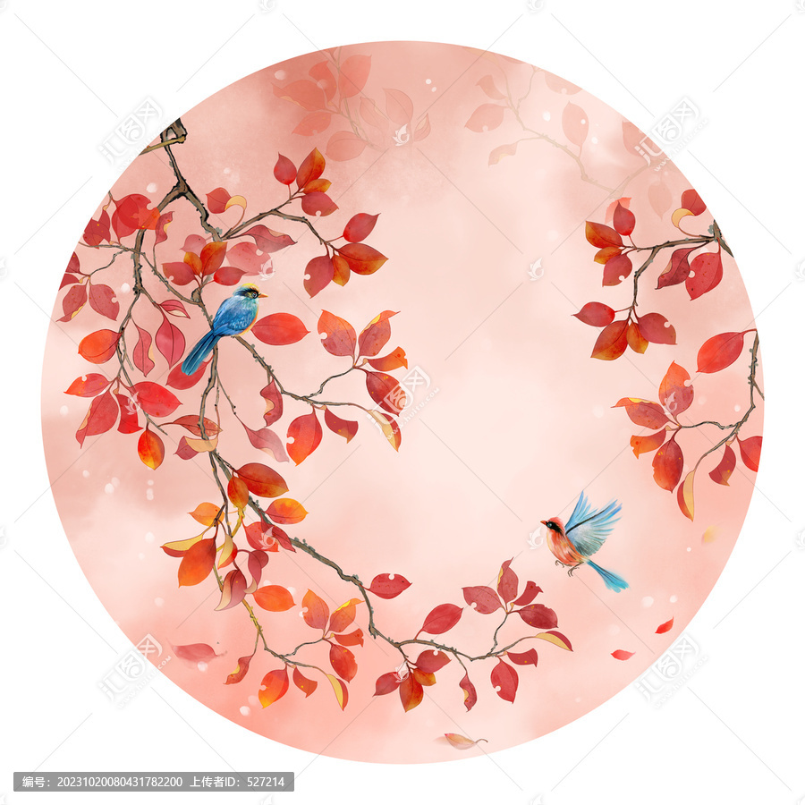 紅葉花鳥