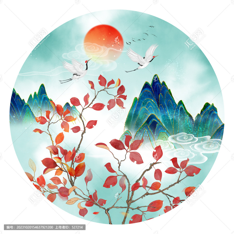紅葉山水花鳥圖