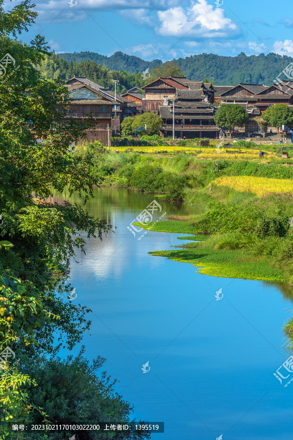 山村溪流风光