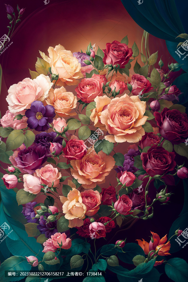 炫彩油畫獨(dú)幅花卉