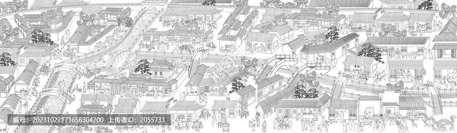 古代城鎮(zhèn)居民繁華生活場景