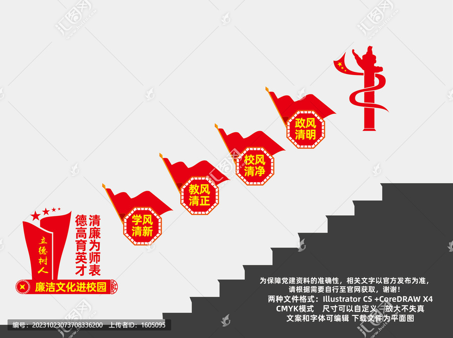 廉潔文化進校園樓梯文化墻