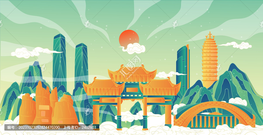 昆明中國風(fēng)城市地標(biāo)旅游