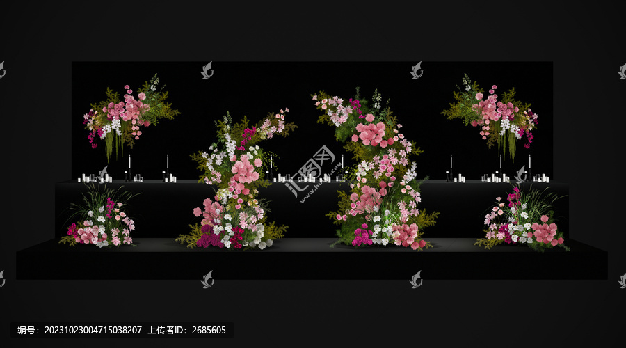 白綠紅玫紅花藝婚禮