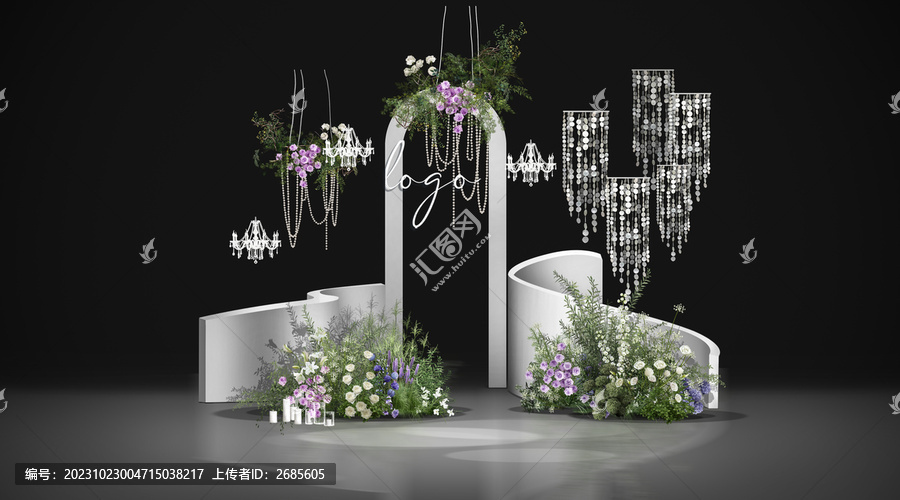白綠紫色婚禮迎賓區(qū)