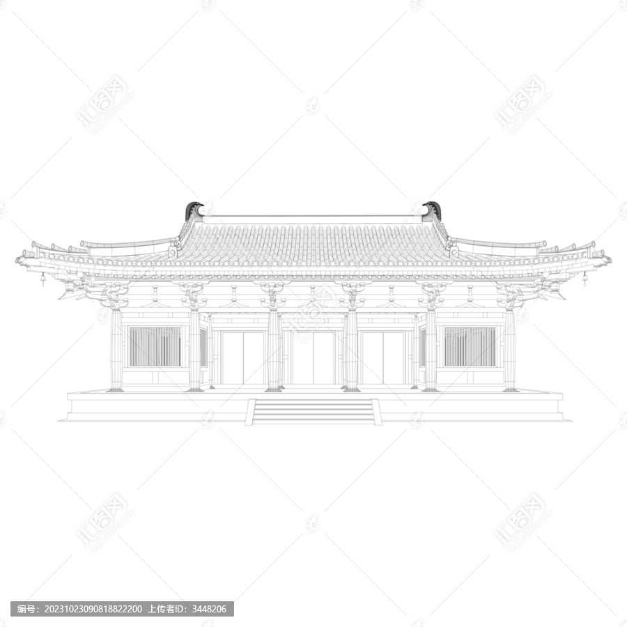 紫辰門立面線稿