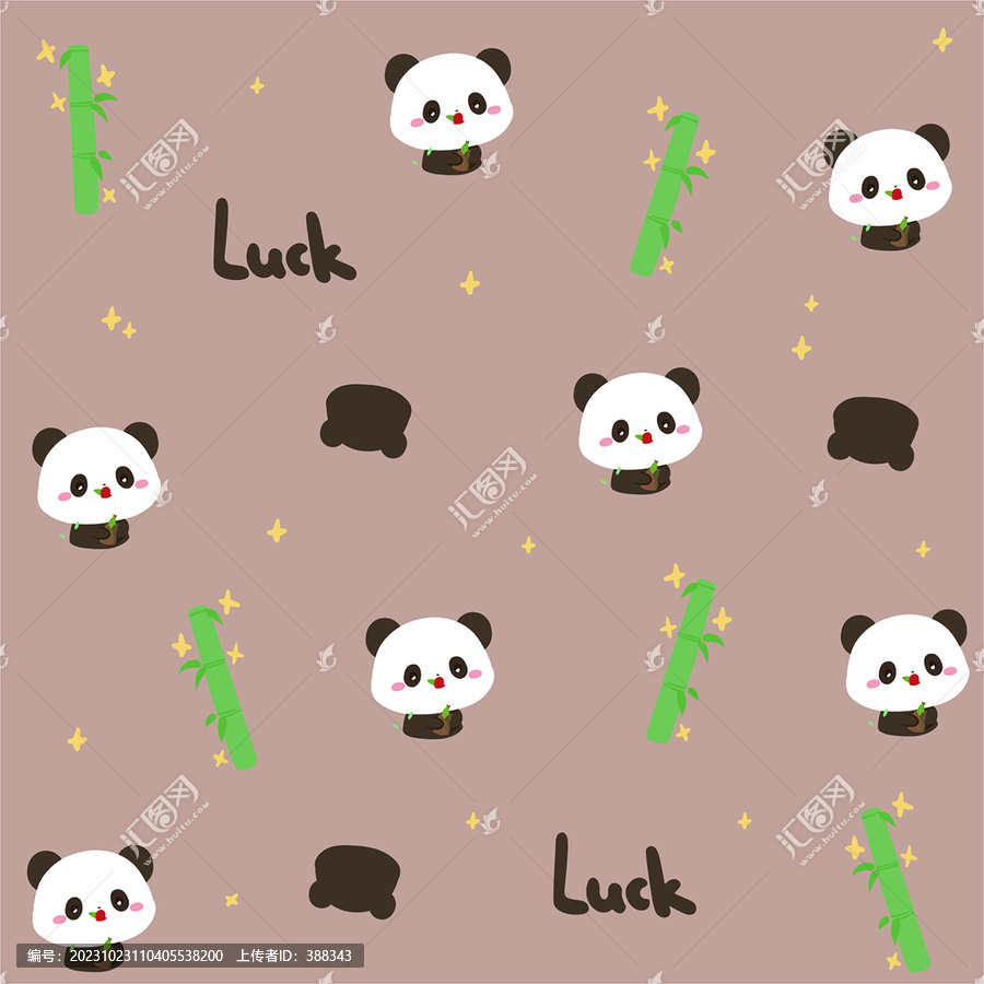 卡通熊貓滿印矢量圖