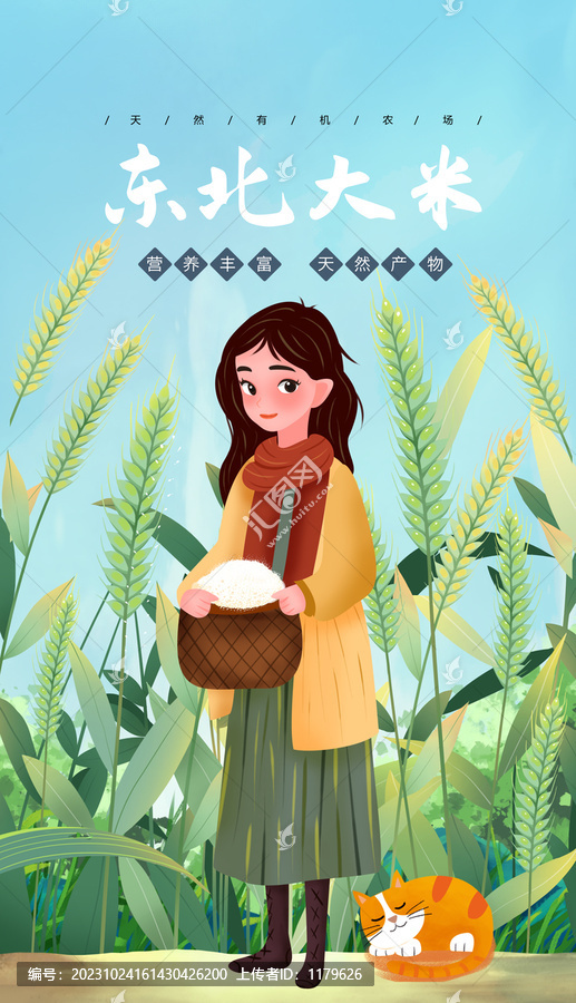 東北大米農(nóng)家小女插畫