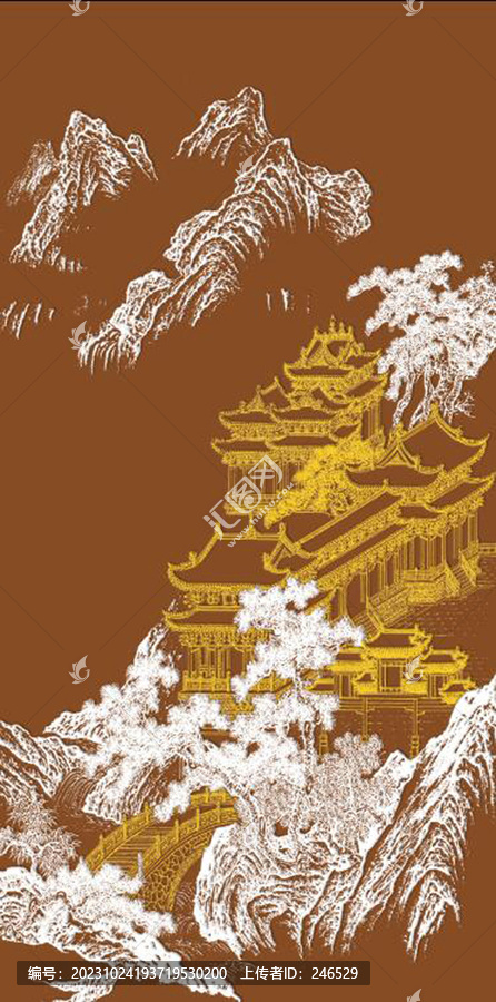 手繪肌理線條山水玄關(guān)