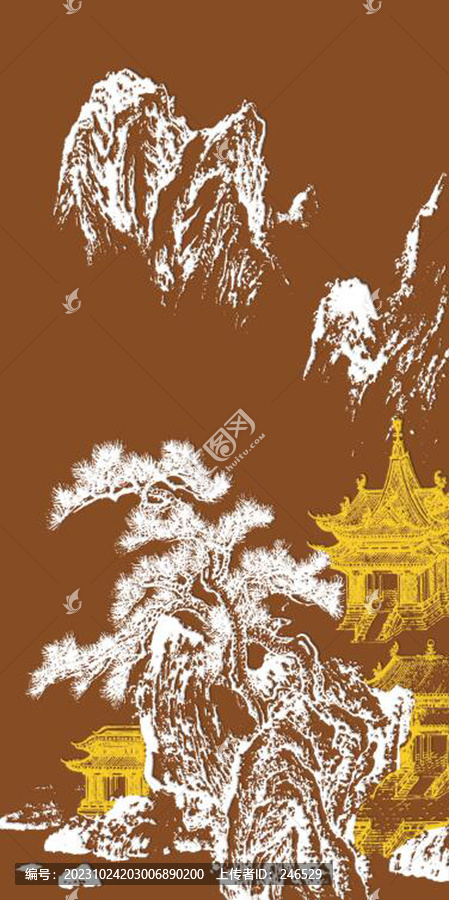 手繪肌理線條山水玄關(guān)