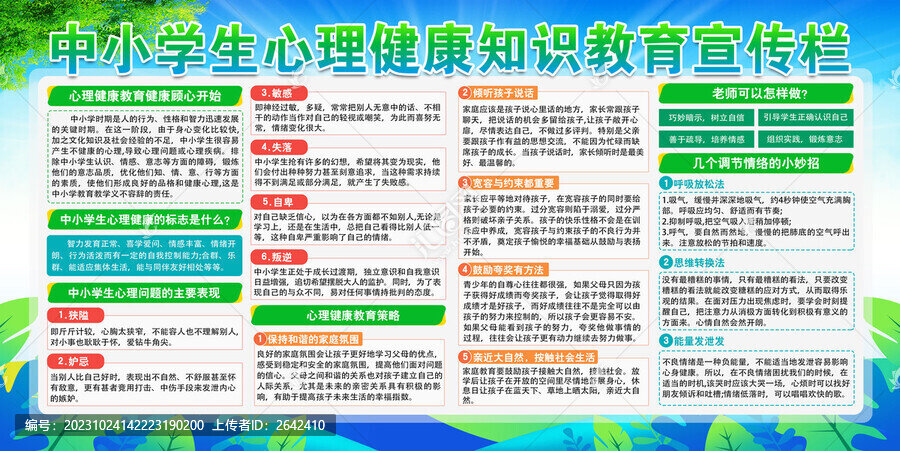 中小學(xué)生心理健康教育宣傳欄