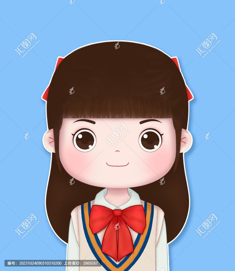 卡通長發(fā)蝴蝶結(jié)女孩