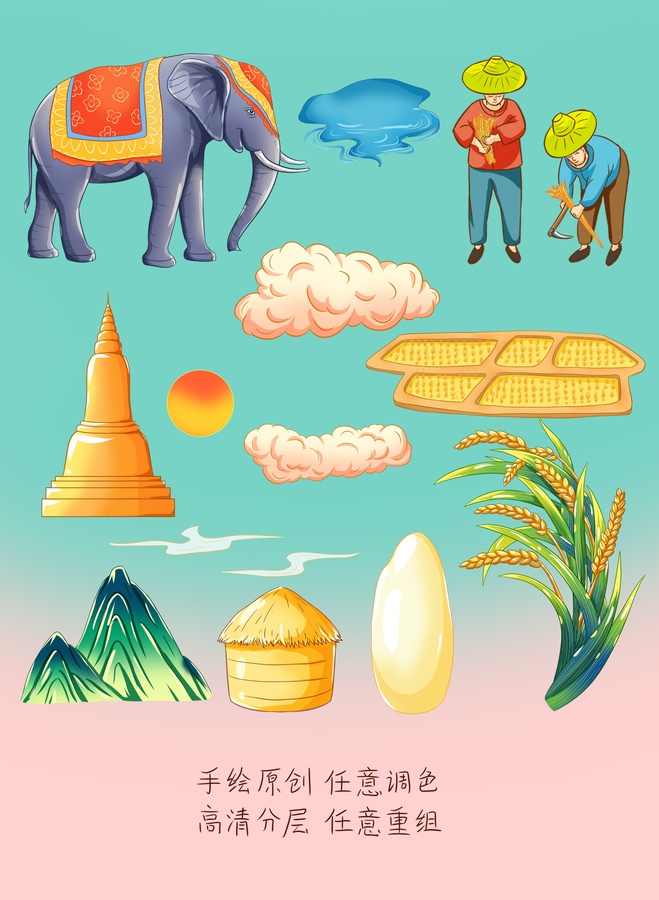 泰國(guó)香米插畫手繪
