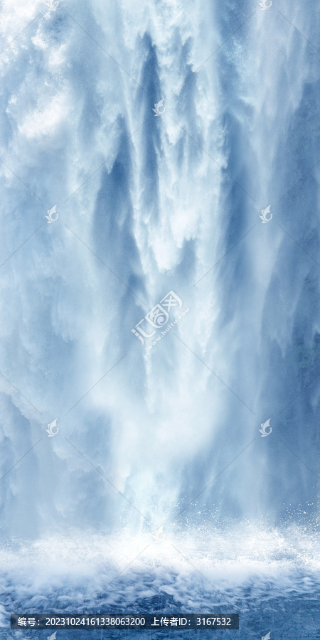 瀑布流水生財招財瀑布山水畫