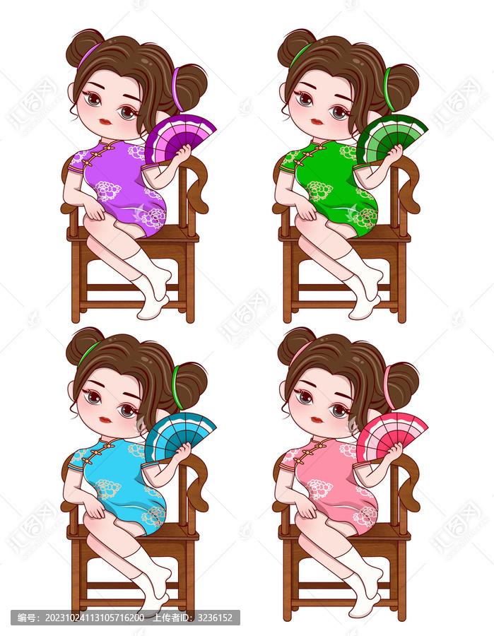 旗袍美女Q版