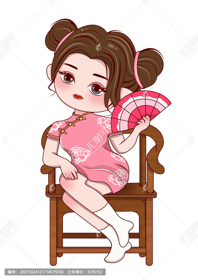 粉色旗袍美女