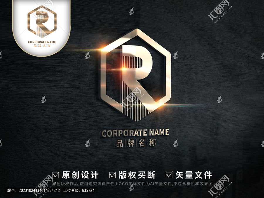 线条感R字母logo