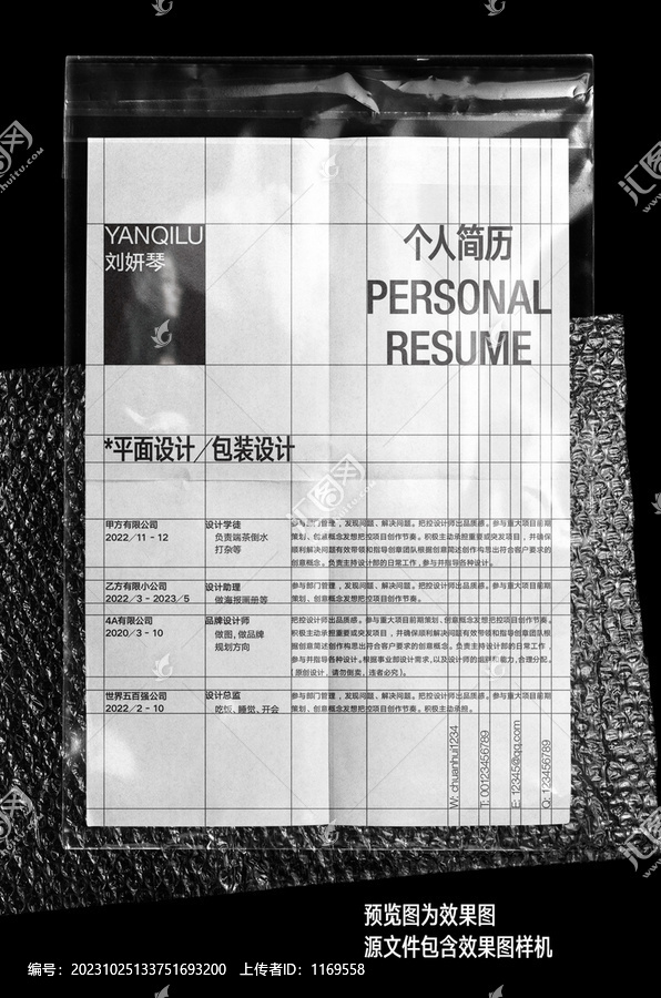 設(shè)計(jì)師個(gè)人簡(jiǎn)歷模版含樣機(jī)
