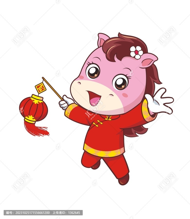 卡通可愛小馬打燈籠