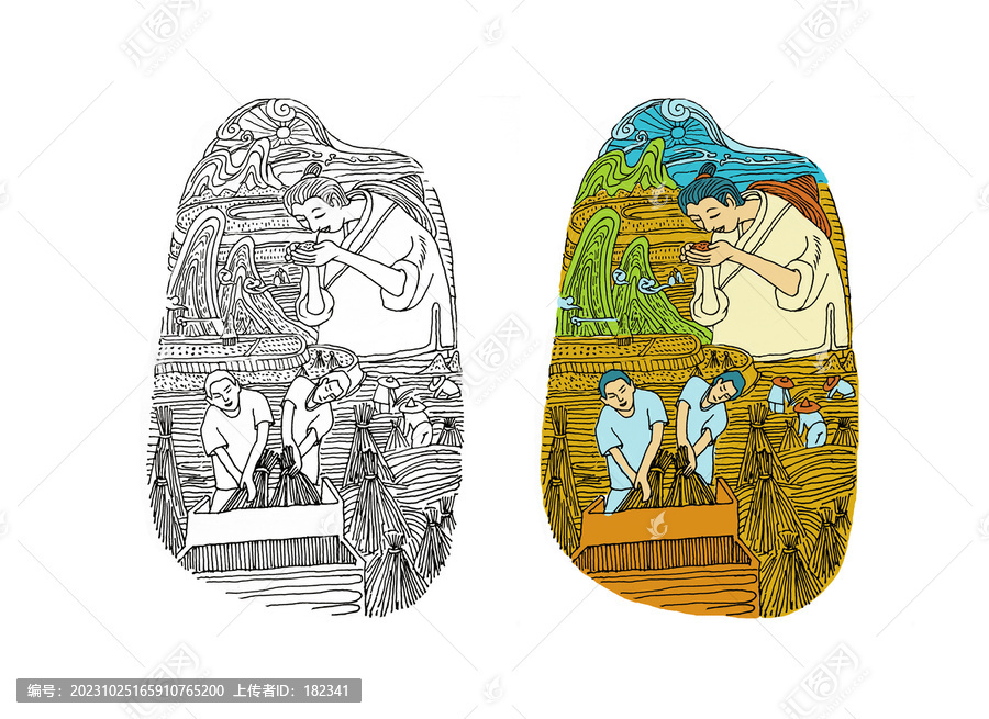 大米包裝插畫