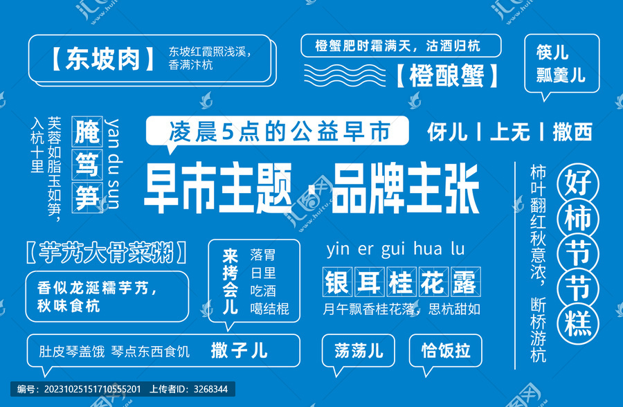 藍(lán)色杭州早市宣傳墻