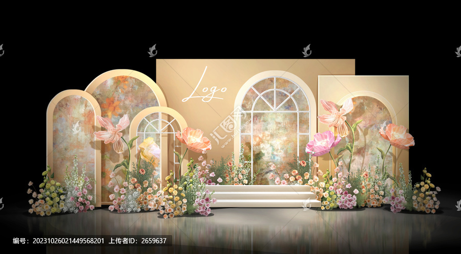 香檳色法式花園婚禮效果圖