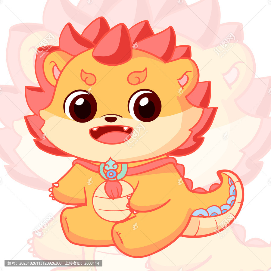 可愛卡通生肖小龍吉祥物