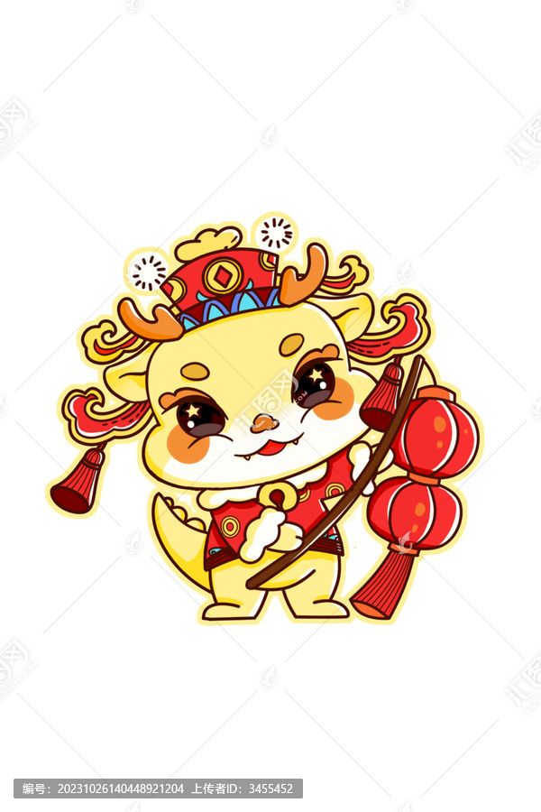龍年打燈籠貼紙