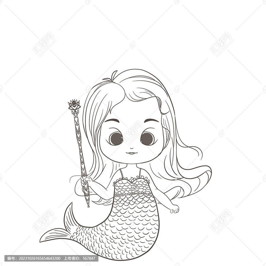 美人魚線描畫