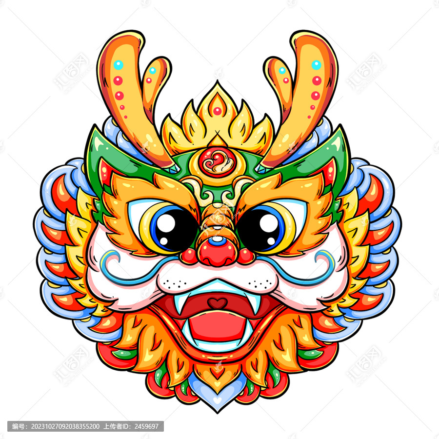 國潮中國龍年正面龍頭