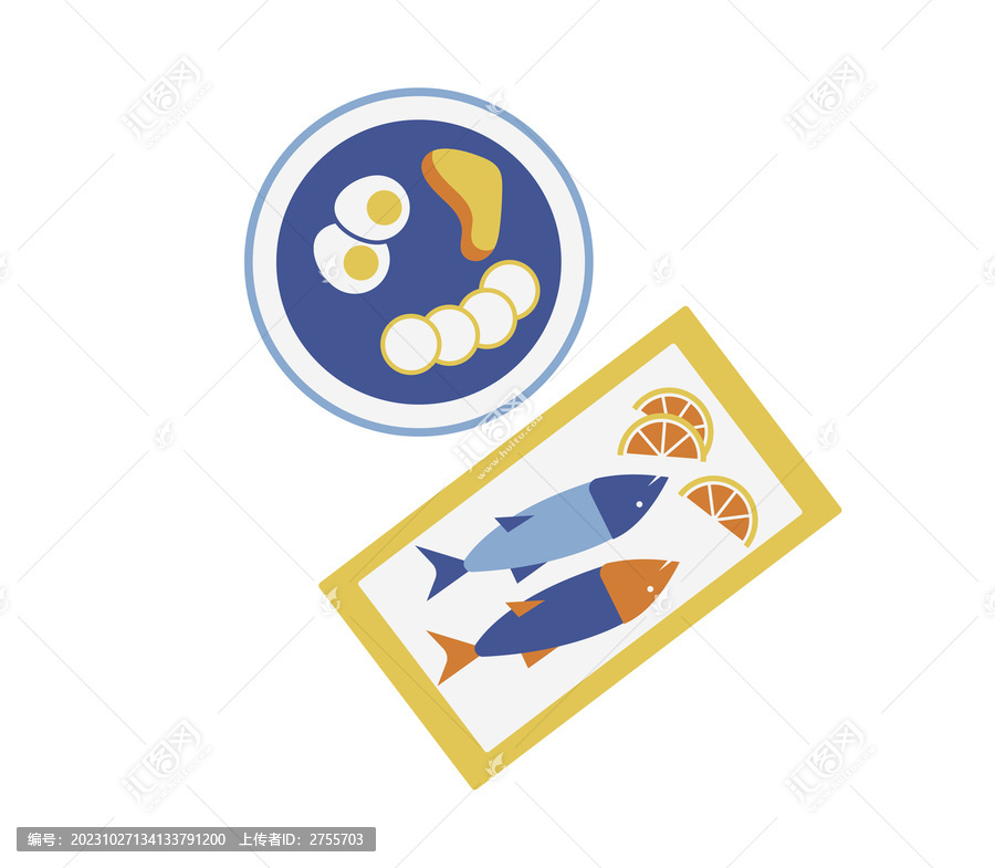 扁平食物插畫