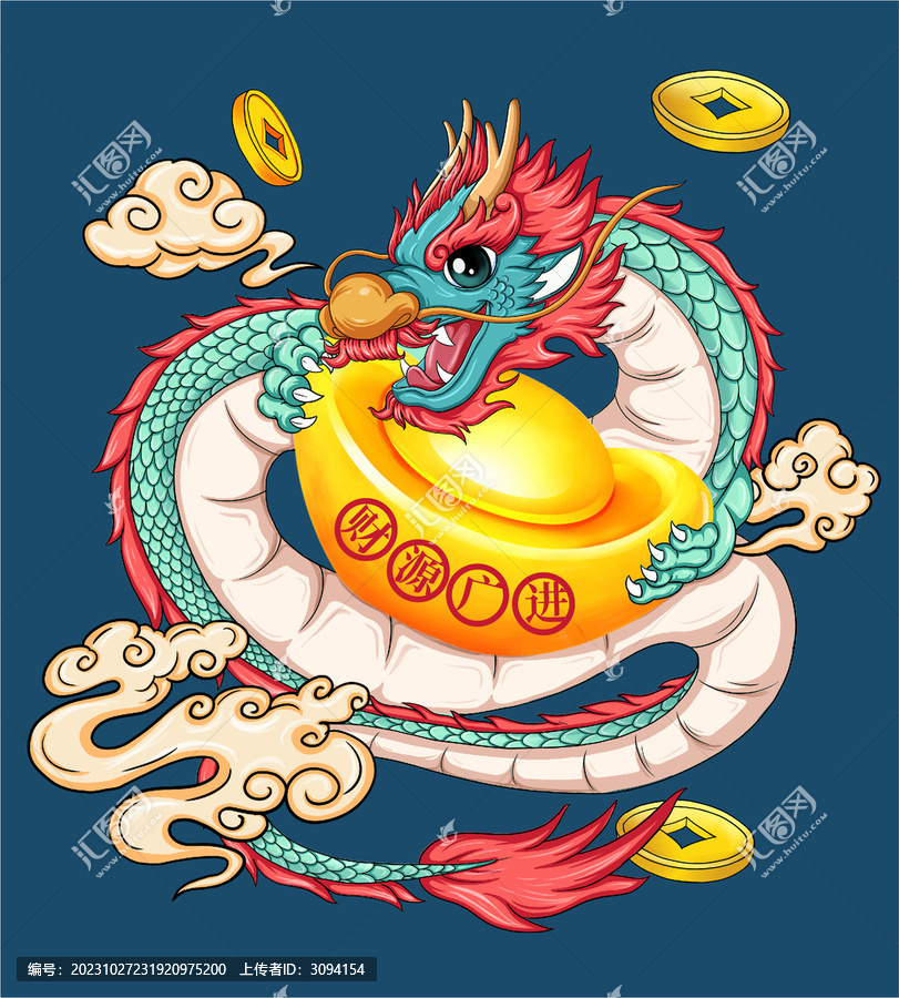 龍年門貼卡通圖案插畫