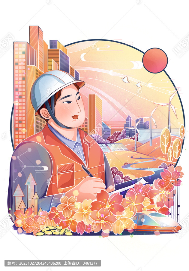 工程師勞動(dòng)工人新能源風(fēng)車電力