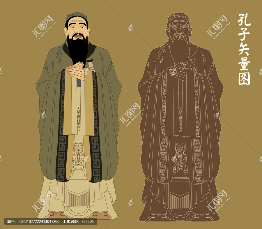 孔子正面矢量圖