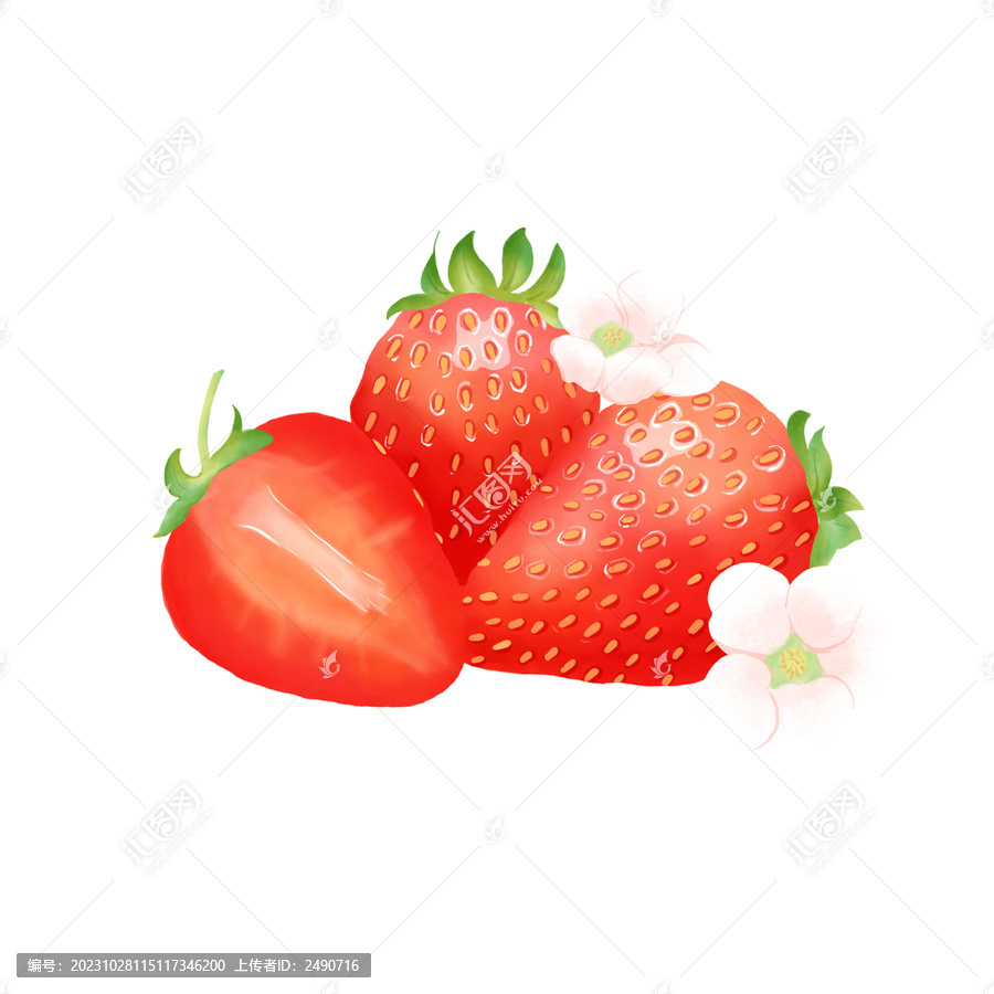 免摳水果草莓插畫