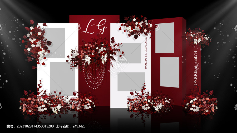 紅白色婚禮迎賓區(qū)