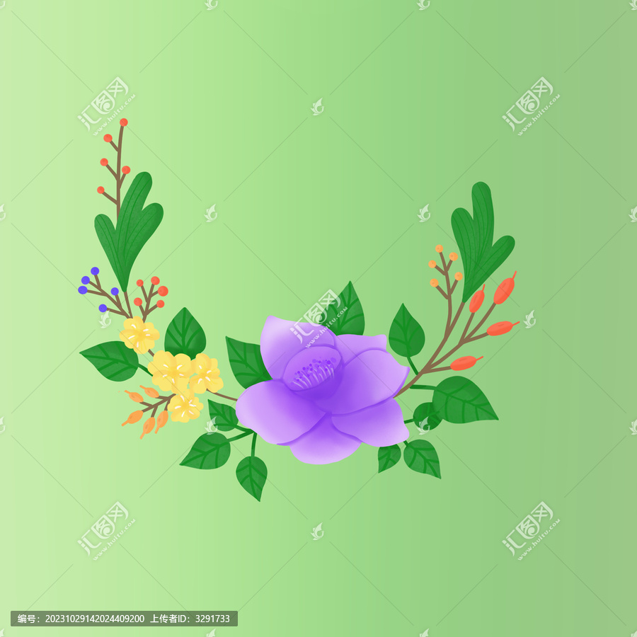 半月形花環(huán)植物元素