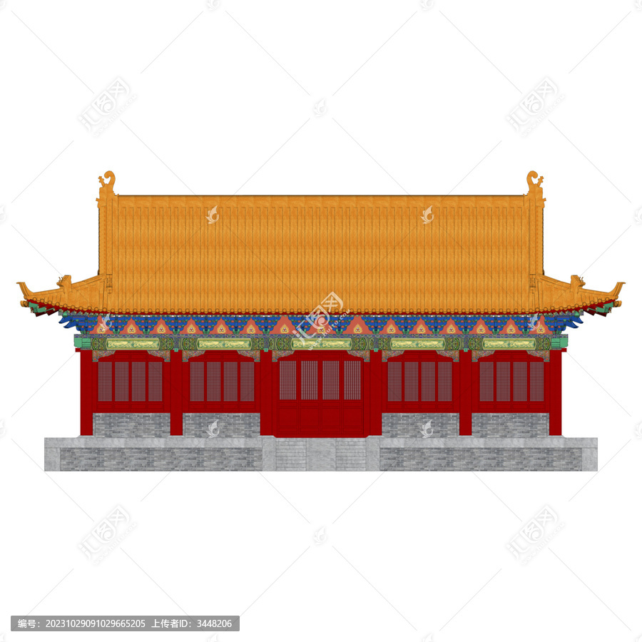 彩繪單檐歇山正立面效果