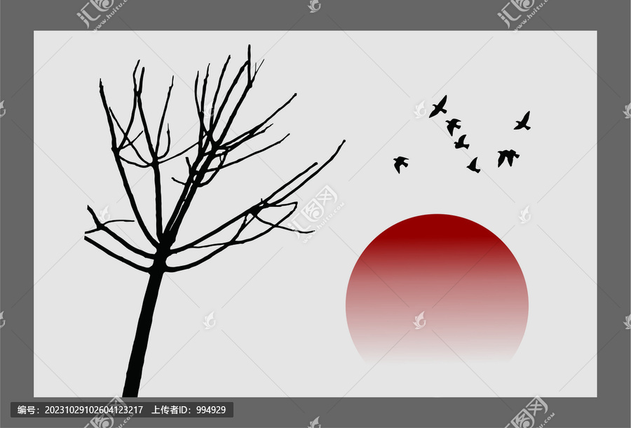 樹枝剪影現(xiàn)代藝術(shù)簡約裝飾畫
