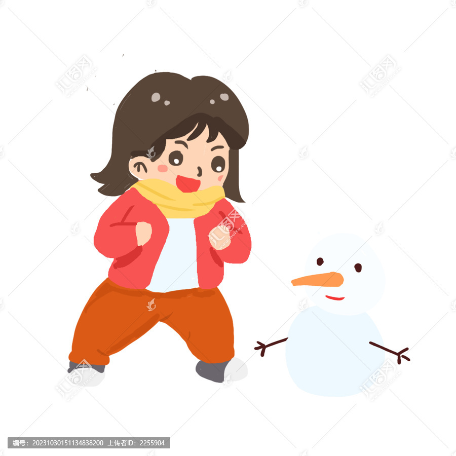 冬天下雪堆雪人免摳元素